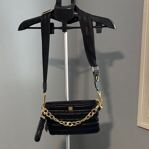 THINK ROYLN Black Crossbody Bag with Gold Chain